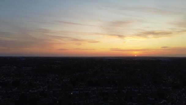 Висококутний Вид Найкрасивіше Оранжеве Небо Хмари Під Час Заходу Сонця — стокове відео