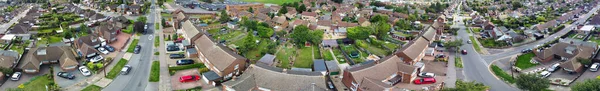 stock image High Angle Panoramic View of Western Luton City and Residential District. Aerial View of Captured with Drone's Camera on 30th July, 2023. England, UK