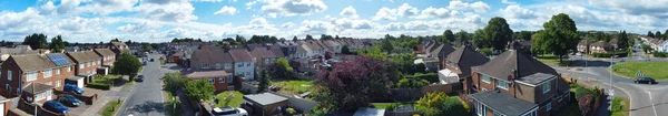 Hoge Hoek Panoramisch Uitzicht Westelijke Luton Stad Residentiële Wijk Luchtfoto — Stockfoto