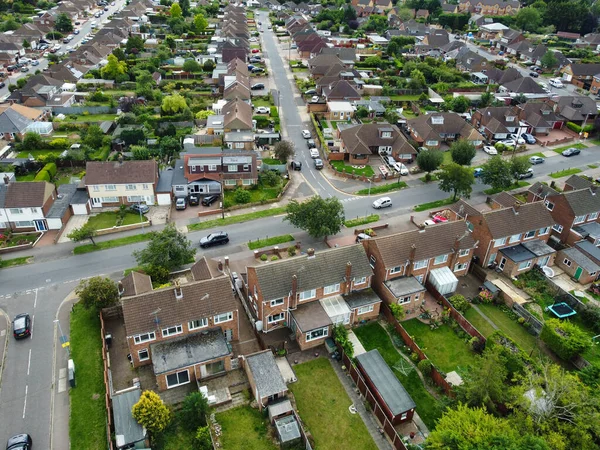 stock image High Angle Panoramic View of Western Luton City and Residential District. Aerial View of Captured with Drone's Camera on 30th July, 2023. England, UK