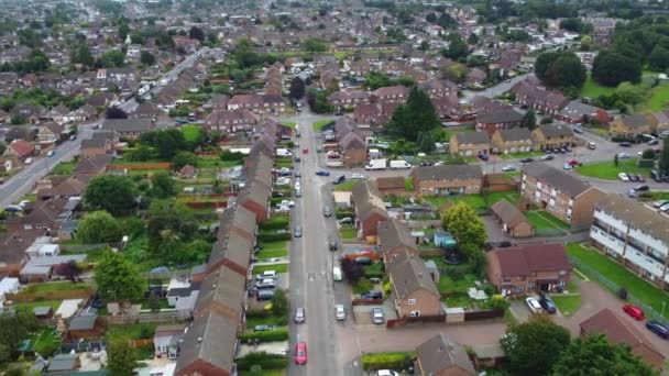 High Angle Footage Western Luton City Residential District Aerial View — Stock Video