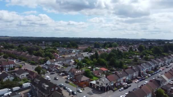 Blick Aus Der Vogelperspektive Auf Die Westliche Stadt Luton Und — Stockvideo