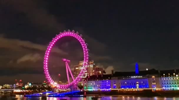 Thames Nehri Westminster Dan Londra Nın Gözü Aydınlandı Ngiltere Büyük — Stok video