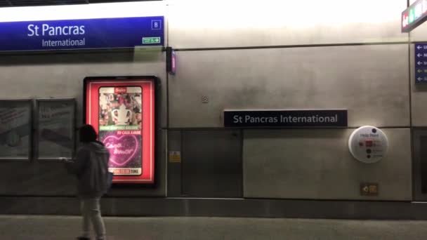 セント パンクラス インターナショナル駅のセントラル ロンドン シティ イギリス駅でイギリスの列車が2023年8月02日に撮影された — ストック動画