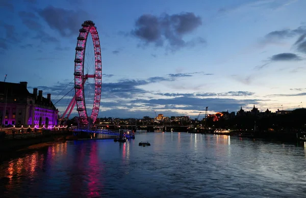 Vackra Bilder Upplysta River Thames Vid London Eye Från Westminster — Stockfoto