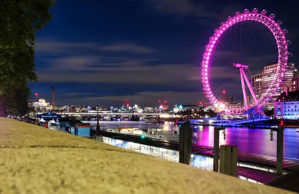 Vackra Bilder Upplysta River Thames Vid London Eye Från Westminster — Stockfoto