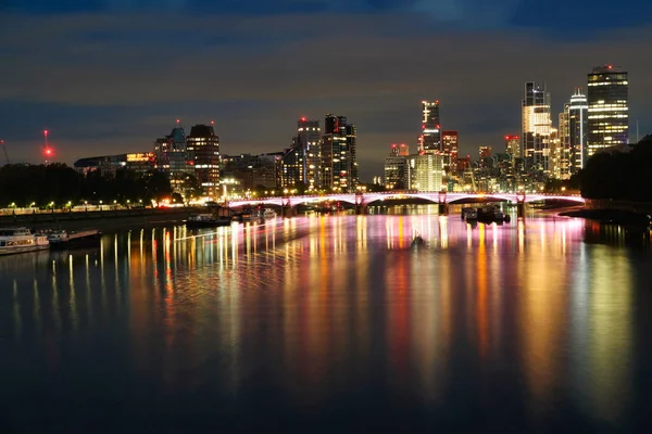 Beautiful Footage Illuminated River Thames London Eye Westminster Big Ben — Stock Photo, Image
