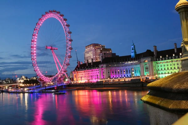 Thames Westminster Nehri Nden Aydınlanmış Londra Nın Güzel Görüntüsü Günbatımı — Stok fotoğraf