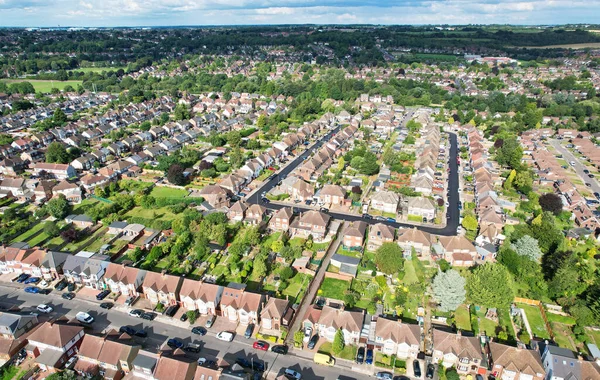 stock image High Angle View of North East of Luton City and Its Residential District. Aerial Footage Was Captured with Drone's Camera on August 06th, 2023. England, UK