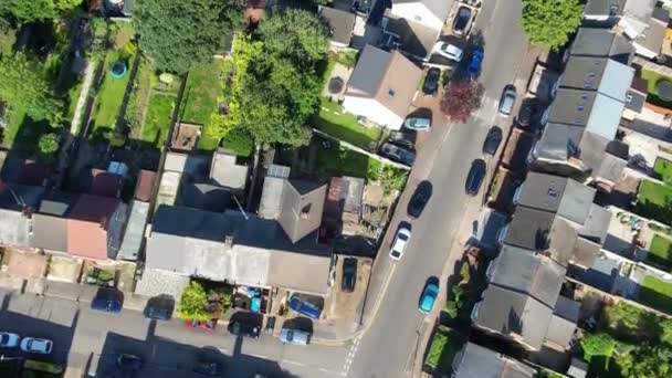 Vysoký Úhel Pohledu East Luton City Rezidenční Čtvrti Během Jasného — Stock video
