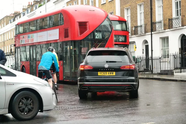 Ngiltere Nin Merkez Londra Şehrinde Otobüs Servisi Ngiliz Trafiğinin Düşük — Stok fotoğraf