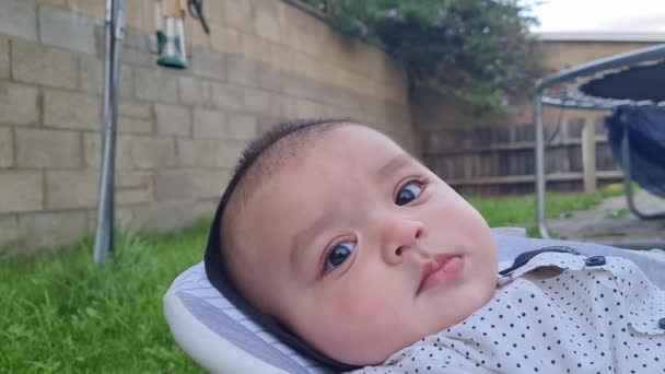 Closeup Cute Asian Pakistani Months Old Baby Boy Qui Profite — Video