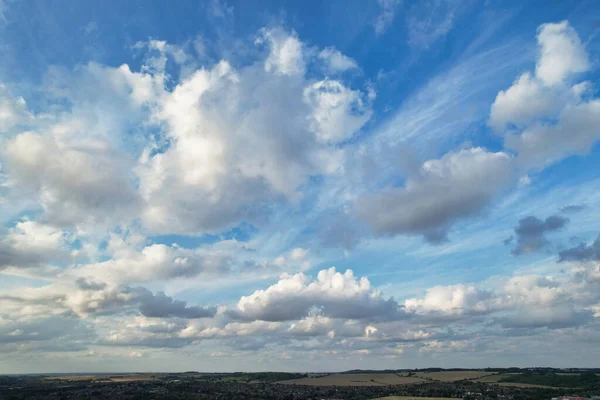 stock image Dramatic Clouds and Sky over the Luton City of England UK. High Angle Drone's Camera Footage Captured on August 7th, 2023