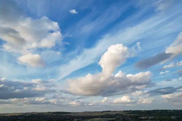 stock image Dramatic Clouds and Sky over the Luton City of England UK. High Angle Drone's Camera Footage Captured on August 7th, 2023