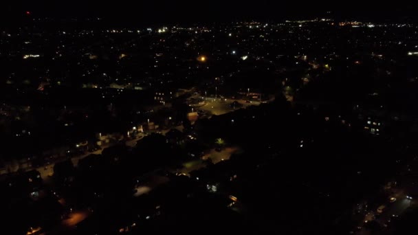 Vista Aérea Cidade Iluminada Luton Inglaterra Reino Unido Durante Noite — Vídeo de Stock