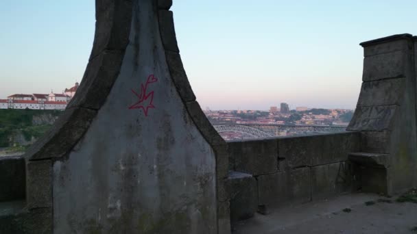Wysoki Kąt Widzenia Historycznego Porto Miasto Portugalia Strony Rzeki Porto — Wideo stockowe