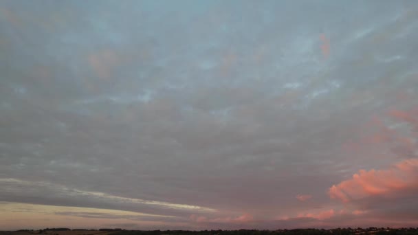 High Angle Footage Most Beautiful Colourful Sky Orange Purple Clouds — Vídeos de Stock