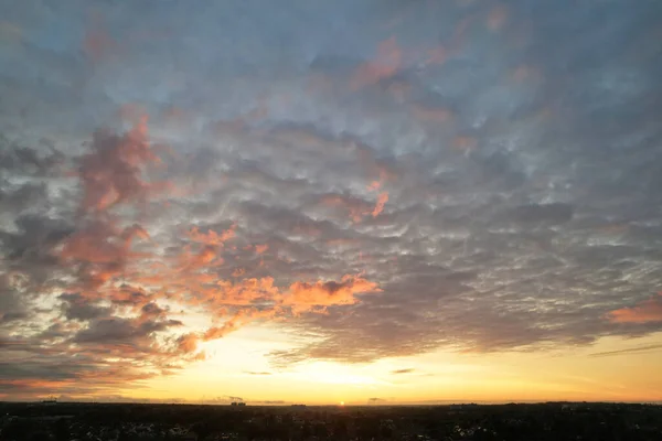 Воздушный Вид Город Удивительным Небом Облаками Время Заката — стоковое фото