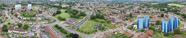 Panoramiczny Widok Lotu Ptaka Dzielnicę Mieszkaniową Luton City England Wielka — Zdjęcie stockowe