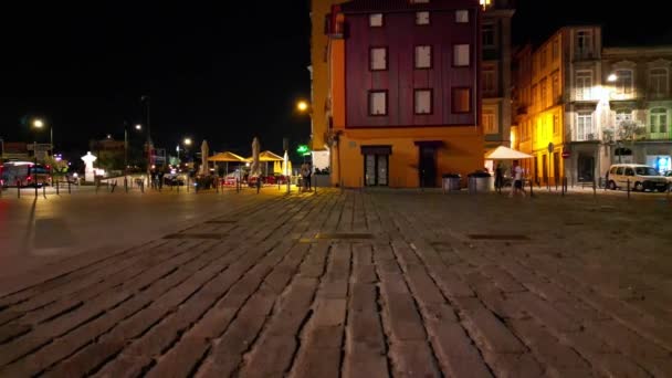 Vue Grand Angle Porto Portugais Nuit — Video