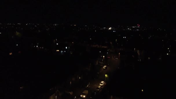 Video Alto Angolo Della Central Luton City England Durante Notte — Video Stock
