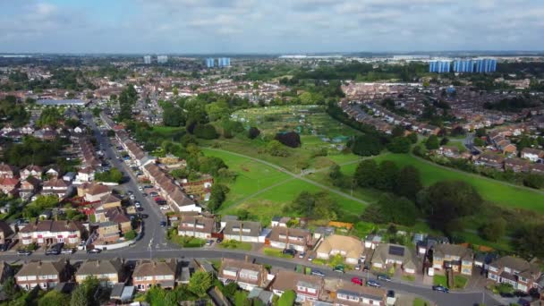 High Angle Footage Luton City Eastern Residential Homes Partially Cloudy — Stock videók