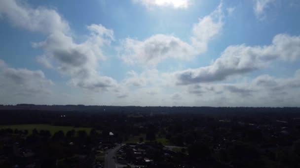 Högvinkelfilm Luton City Från Eastern Residential Homes Delvis Molnig Dag — Stockvideo