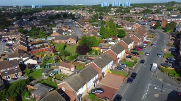 High Angle Footage Luton City Eastern Residential Homes Partially Cloudy — Αρχείο Βίντεο