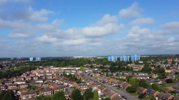 High Angle Footage Luton City Eastern Residential Homes Partially Cloudy — Stock videók