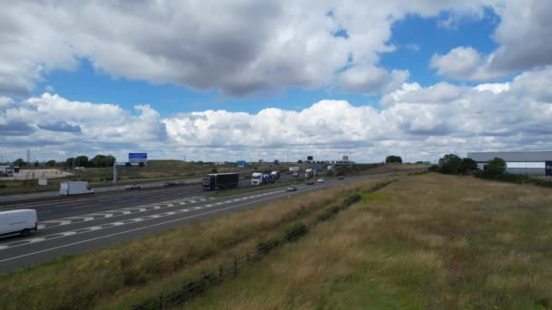 High Angle Beelden Van Britse Autosnelwegen Met Drukke Verkeer Tijdens — Stockvideo