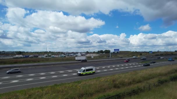 High Angle Beelden Van Britse Autosnelwegen Met Drukke Verkeer Tijdens — Stockvideo