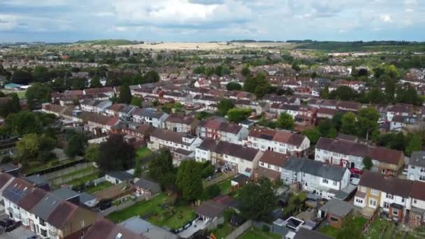 High Angle Footage Luton City Northern Residential Homes Partially Cloudy — Stock video