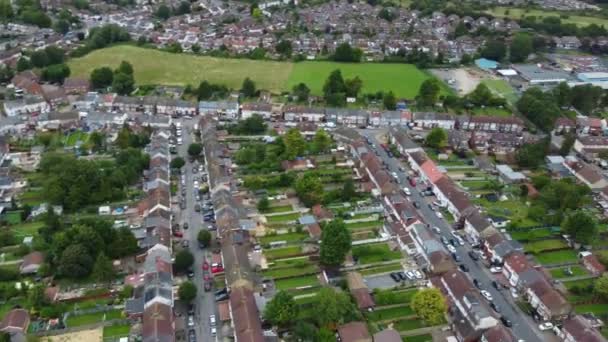 High Angle Footage Luton City Northern Residential Homes Tijdens Gedeeltelijk — Stockvideo