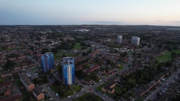 High Angle Filmagem Luton City England Grã Bretanha Just Sunset — Vídeo de Stock