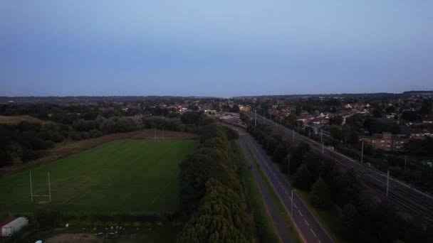 Ngiltere Nin Luton Şehrinin Yüksek Açılı Görüntüsü Büyük Britanya Günbatımından — Stok video