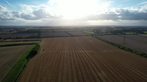 High Angle Footage British Agricultural Farms Countryside Landscape Närheten Luton — Stockvideo