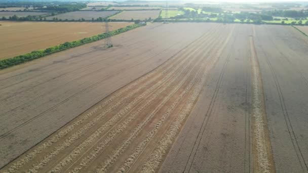 Vysokoúhlé Záběry Britských Zemědělských Farem Venkově Blízkosti Luton City England — Stock video