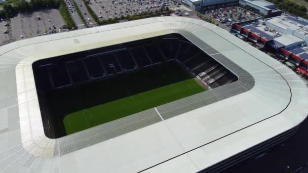 Luchtfoto Van Modern Football Stadium Don Milton Keynes City England — Stockvideo