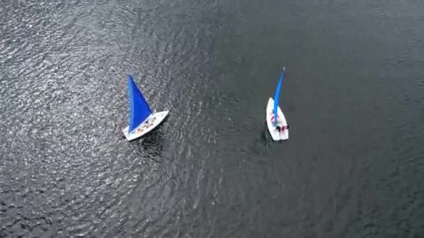Υψηλής Γωνίας Πλάνα Από People Boating Caldecotte Lake Located Milton — Αρχείο Βίντεο