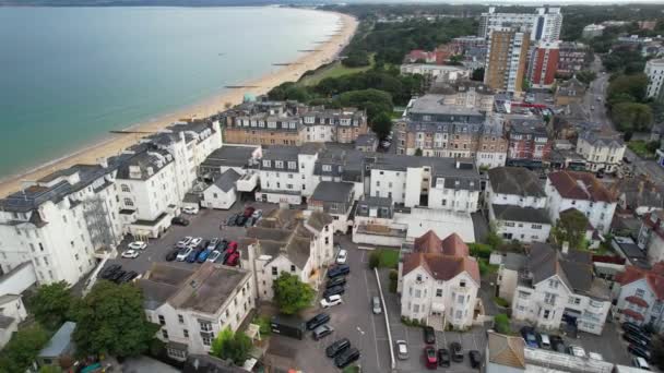 Luchtfoto Van Mooiste Aantrekkelijkste Toeristische Bestemming Van Bournemouth City Sandy — Stockvideo