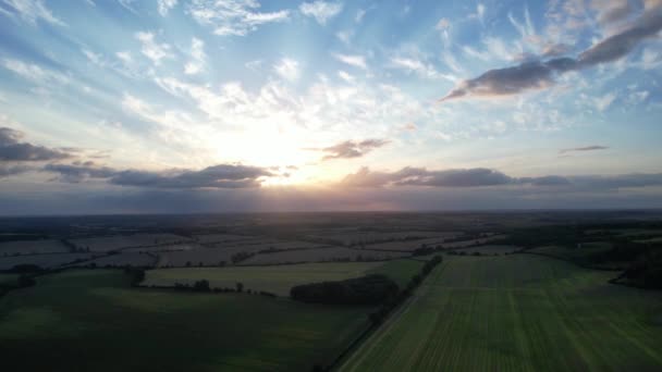 High Angle Footage British Agricultural Farms Countryside Landscape Nabijgelegen Luton — Stockvideo