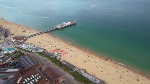 Legszebb Legvonzóbb Turisztikai Célpont Bournemouth City Sandy Beach Angol Óceán — Stock videók