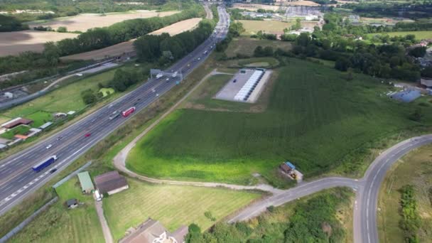 High Angle View British Motorways Highways Traffic Junction 11A Van — Stockvideo