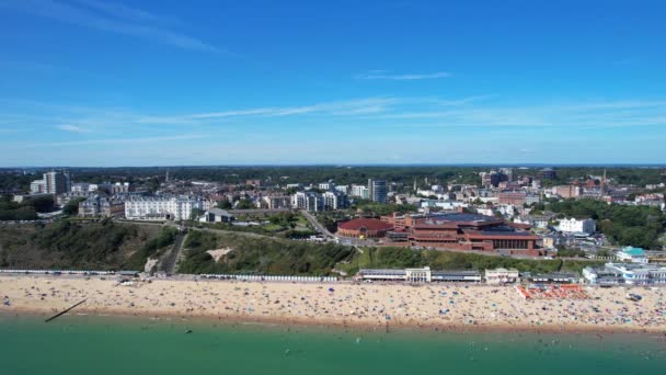 Vista Alto Angolo Della Destinazione Turistica Più Bella Attraente Bournemouth — Video Stock