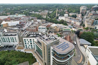 En İyi Turist Çekim Merkezinin Havadan Görüntüsü Bournemouth City 'de Sandy Beach ve İngiltere Okyanusu' yla birlikte 23 Ağustos 2023 'te Drone' un Kamerası ile çekildi. 