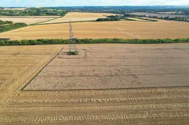 İngiliz Tarım Çiftliklerinin Yüksek Açı Görüntüsü Sharpenhoe Clappers 'ın Kırsal Arazisi, Luton Şehri İngiltere Büyük Britanya. Görüntüler 19 Ağustos 2023 'te çekildi.