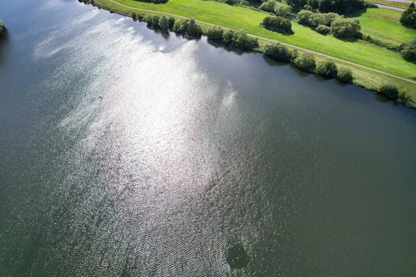 Aerial View Caldecotte Lake Milton Keynes City England Footage Captured — Stock Photo, Image
