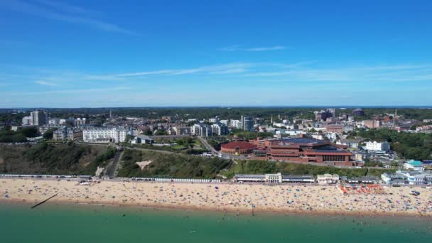 High Angle Time Lapse Filmación Atractivo Destino Turístico Bournemouth City — Vídeos de Stock