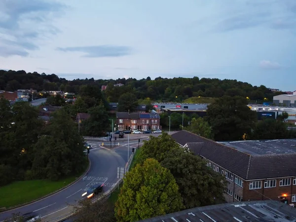 Luftaufnahme Der Beleuchteten Stadt Luton England Nach Sonnenuntergang Der Nacht — Stockfoto