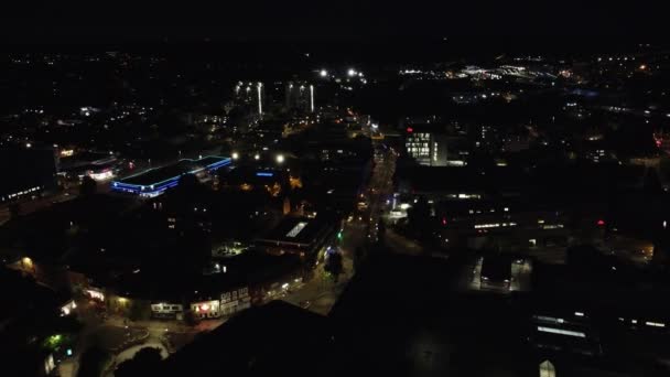 Widok Lotu Ptaka Illuminated Luton City England Zachodzie Słońca Nocy — Wideo stockowe